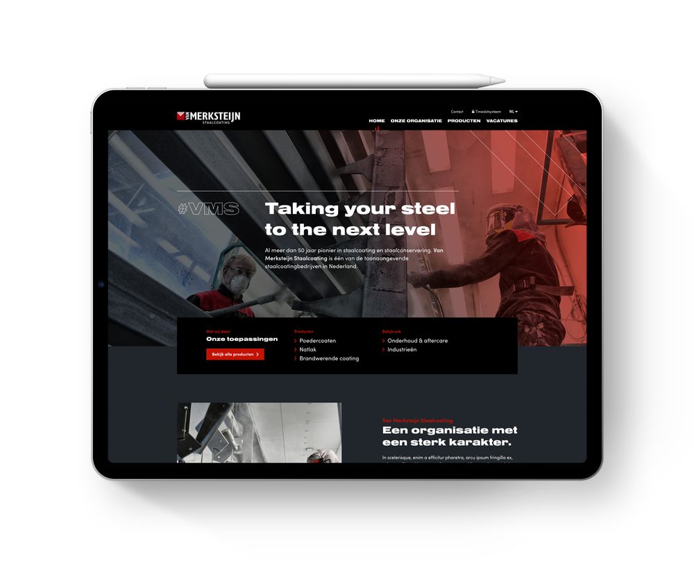 Mockup van merksteijn staalcoating ipad